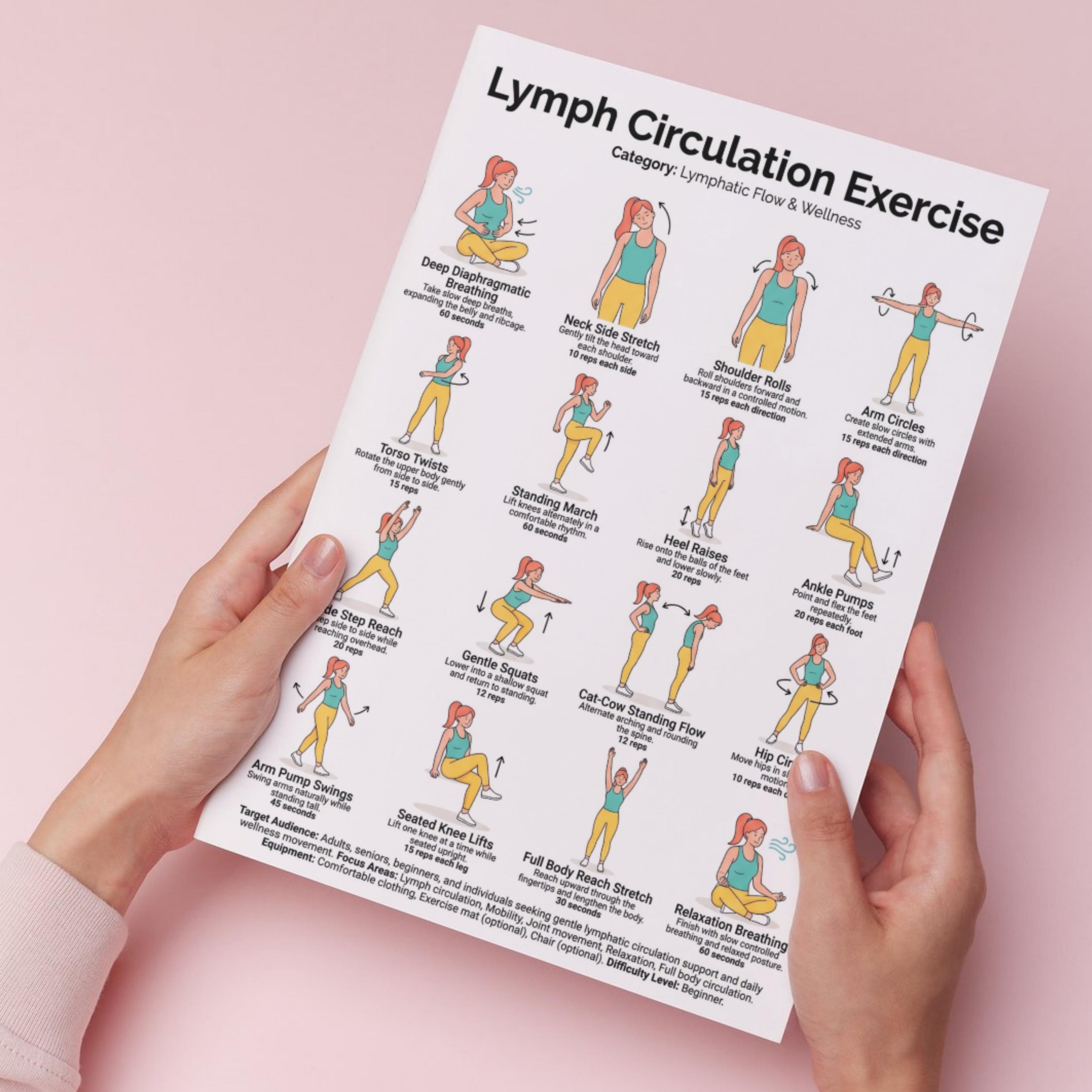 Lymphatic Drainage Exercise Chart Printable | Lymph Flow, Self Massage ...