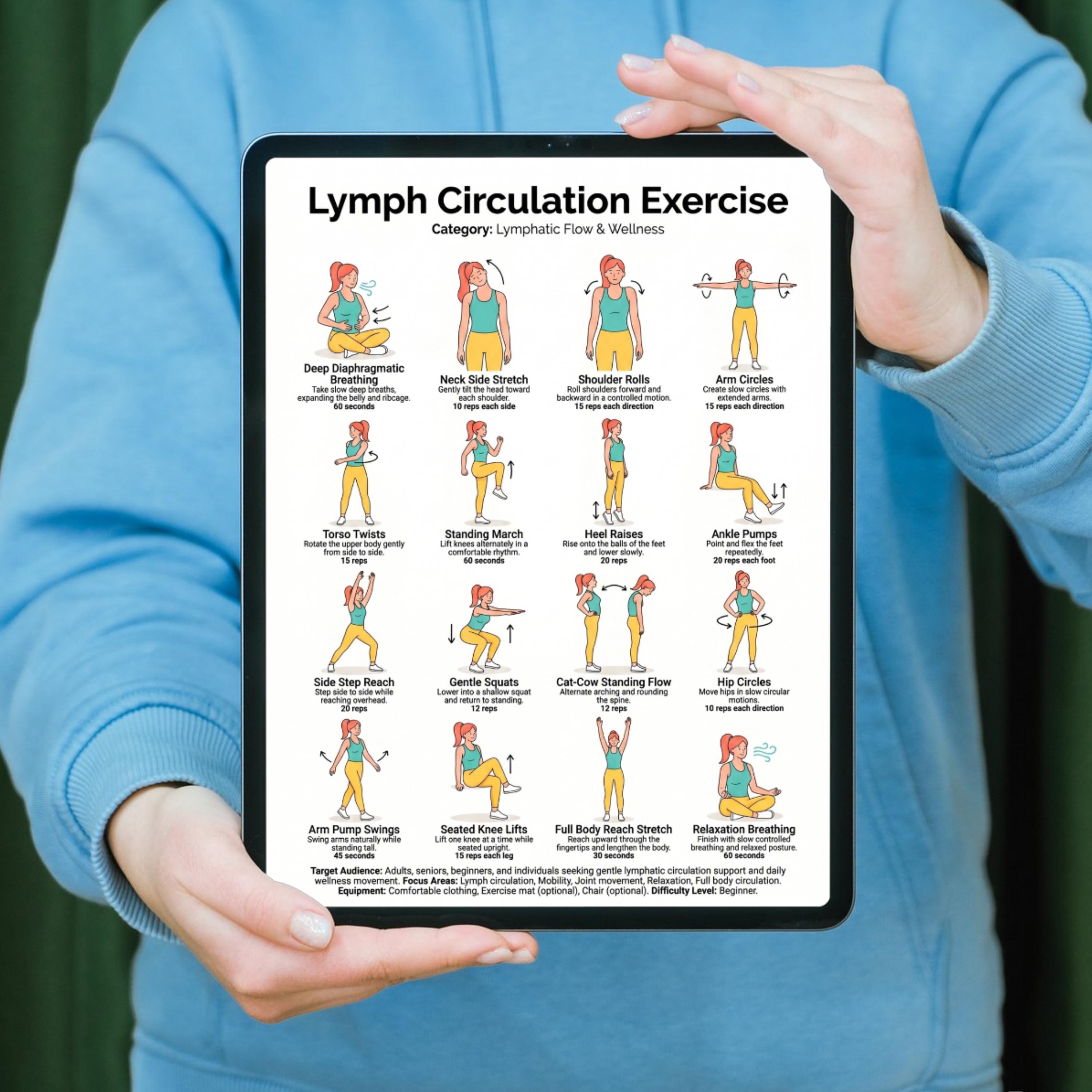 Lymphatic Drainage Exercise Chart Printable | Lymph Flow, Self Massage ...
