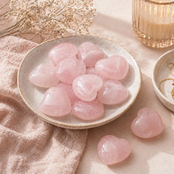 Rose Quartz Heart Stone, Crystal Healing Stone, Love Crystal Gift, Pink Stone Heart, Valentine Gift, Spiritual Decor, Crystals for Love