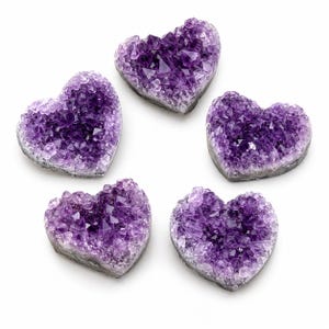 Ametist Hjärta Kristallkluster, Naturligt Lila Druzy Geod Hjärta, Läkande Kristalldekor, Reiki Sten, Andlig Gåva till Henne, Kristallsamling bild 2