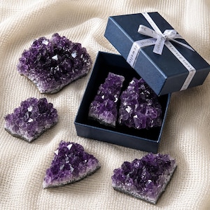 Natural Amethyst Crystal Cluster – Purple Geode Gemstone for Healing, Home Décor, & Meditation – Various Sizes Available