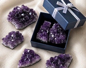 Natural Amethyst Crystal Cluster – Purple Geode Gemstone for Healing, Home Décor, & Meditation – Various Sizes Available