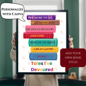 Personalized Book Stack Wall Art | Custom Book Lover Gift (Digital Download)