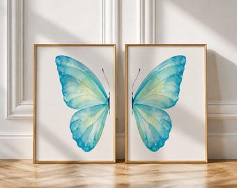 Split Butterfly Wing Print Watercolor  Print Set, Nursery Wall Decor (Digital Download)