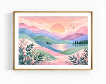 Pastel Vintage Nursery Wall Art Print: Whimsical Girl Dorm Room Decor