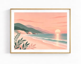 Pastel Coastal Sunset Dorm Nursery Painting