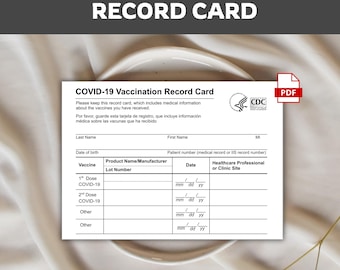 Fillable Vaccination Record Card 5x7 Printable PDF, Immunization Card Template, COVID Vaccine Record, Print and Fill Download