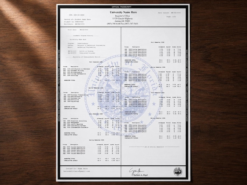 Editable University Transcript | College Transcript | Academic ...