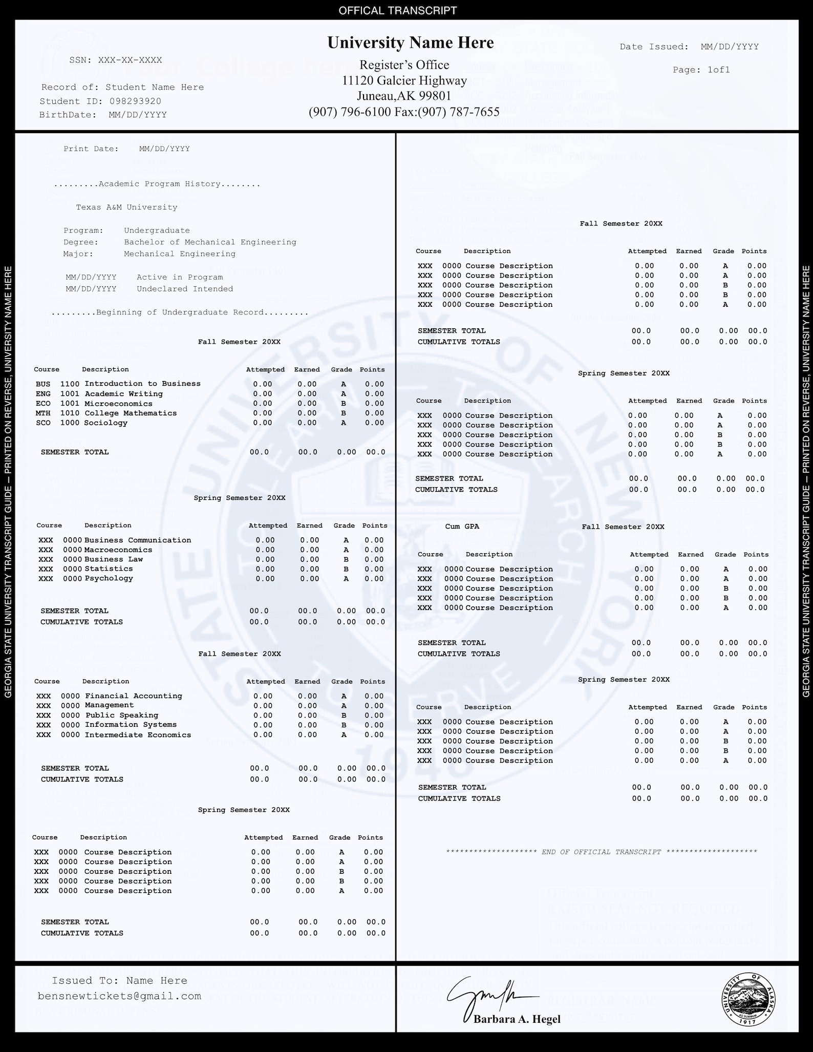 Editable University Transcript | College Transcript | Academic ...