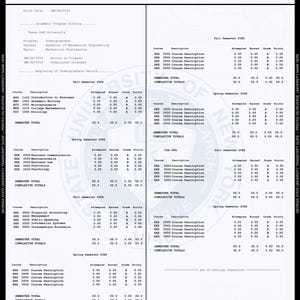 Editable University Transcript | College Transcript | Academic ...