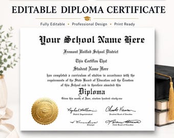 Editable High School Diploma | diploma certificate | High school Diploma | degree certificate