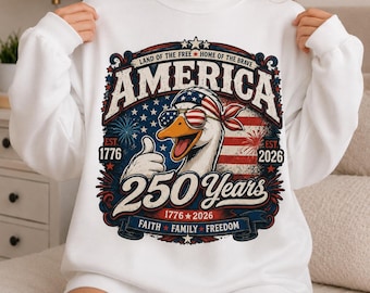 250 Years America Goose PNG | Funny 4th of July PNG | Patriotic Goose Shirt Design | America 250th Anniversary | Digital Download