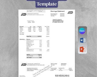Editable Pay Stub Template | Professional Paycheck Stub | Canva Payroll Template | Employee Payment Slip | Instant Download