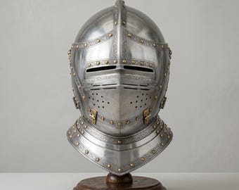 Replica gotische ridderhelm | Handgemaakte middeleeuwse pantserhelm | Renaissance stalen kostuumhelm gepantserde helm | Renaissance-krijger