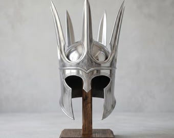 Replica gekroonde ridderhelm | Fantasie middeleeuwse pantserhelm | Handgemaakte stalen cosplayhelm Warrior Armor | Gotische stalen helm