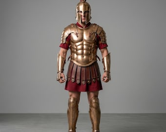 Conjunto de armadura espartana medieval / Casco griego estilo corintio / Armadura de guerrero medieval / Armadura de metal para cosplay / Disfraz para LARP / Talla personalizada