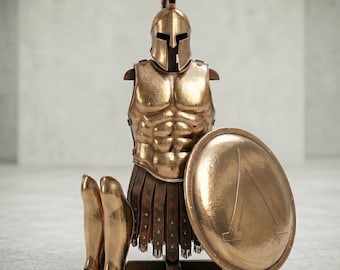 Conjunto de armadura espartana medieval / Disfraz de guerrero griego / Conjunto de coraza, casco y escudo de acero / Armadura para LARP y cosplay / Armadura medieval de exhibición