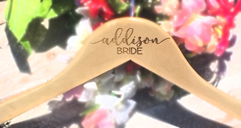Wedding Name Hangers Wedding Hanger Bridal Dress Hanger Engraved Wooden Hanger Personalized Bridesmaid Hangers