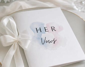 Libros de votos matrimoniales para imprimir (5x7 pulgadas) / Juego de tarjetas de votos matrimoniales en acuarela / Descarga digital instantánea