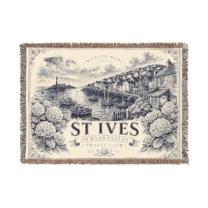 Coperta tessuta con motivo del villaggio costiero di St Ives / plaid con paesaggio marino