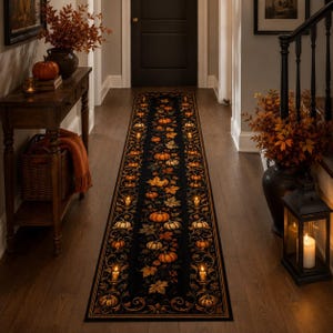 Tapis de couloir citrouille, décoration d'entrée à la lueur des bougies
