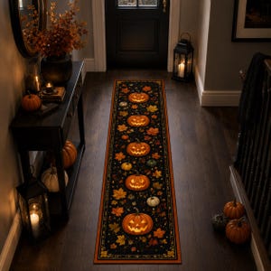 Halloween Runner Rug, Pumpkin Fall Entryway Decor