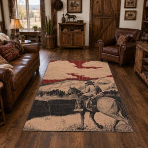 Waschbarer Western-Cowboy-Teppich, Pferde-Bodendekoration