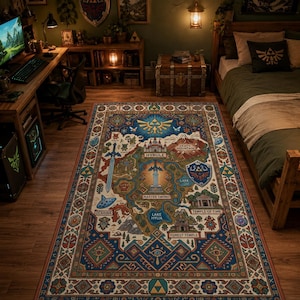 Waschbarer Zelda-Teppich, Hyrule-Spielzimmerdekoration