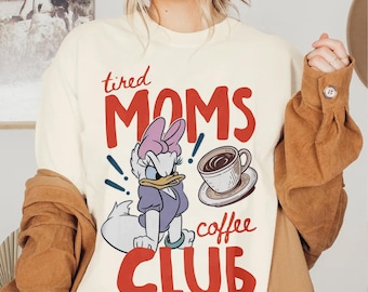 Maglietta del club del caffè per mamme stanche, maglietta divertente con cartoni animati sulla vita da mamma
