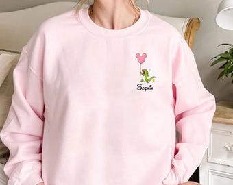 Maglietta personalizzata con lucertola, maglietta a tema parco divertimenti magico, design con topo e palloncino, vacanza fantasy