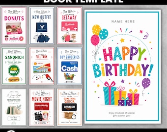 Editable Personalised Birthday Gift Card Book, Printable DIY Gift Card Holder, Birthday Money Gift Book, Gift Card Booklet, Instant Download