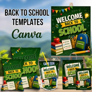 Chip Tüten Vorlage, Back toschool Geschenk, Schulanfang Bundle, Schulanfang, Schulschild, Digitaler Download, Canva Templates