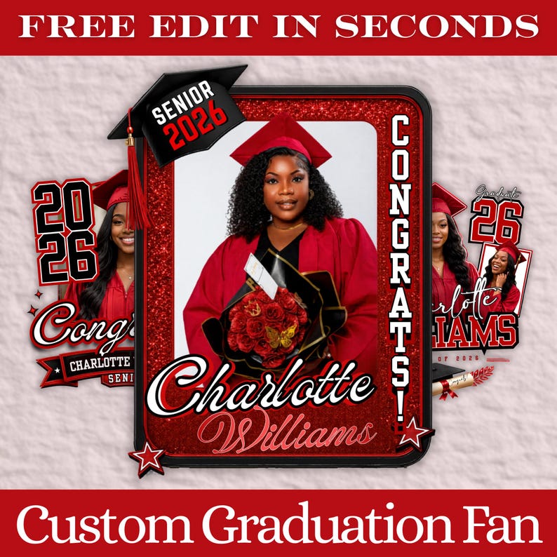 Class of 2026 Graduation Fan Template, Editable Senior Photo Grad Fan, Graduation Paddle Template, High School Graduation Fan, College Graduation Party Favor, Canva Graduation Template, Printable Graduation Fan, Senior Photo Graduation Decor, Graduation Party Supplies, Editable Canva Graduation Design, DIY Graduation Fan Template, Personalized Graduation Keepsake, Graduation Celebration Decor, Senior Night Fan Template, Class of 2026 Party Favor, Graduation Photo Prop, Custom Graduation Paddle.