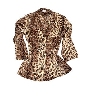 Vintage 70er 80er Jahre Papillon Paula Carbone Neiman marcus 100% Seide Leopard Print Blo