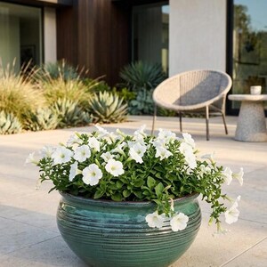 Handmade Ribbed Ceramic Planter, Emerald Green Reactive Glaze, Wabi Sabi Home Decor