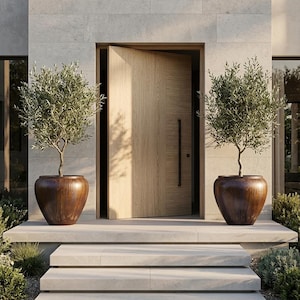 Set of 2 Large Handmade Ceramic Planters, Modern Indoor Outdoor Garden Pots
