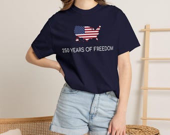 250 Years Of Freedom T-Shirt Patriotic USA Map American Flag 2026 Minimalist Tee