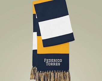 Bufanda a rayas con nombre personalizado, bufanda para espectadores / Nombre bordado, colores del equipo, bufanda deportiva personalizada