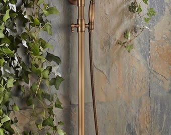 Antique Brass Outdoor Shower System Wall Mounted Rainfall Handheld Garden Patio Pool