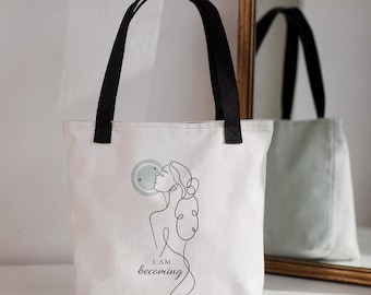 Me estoy convirtiendo – Bolso de mano | Afirmación de crecimiento minimalista | Regalo de sanación para el desarrollo personal | Bolso con mentalidad estética