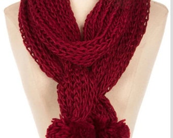 Handknit Best selling item, pom pom scarf handmade, Handknit Scarf, soft  Knit pompom Scarf, Scarves, womens gift for women   - By PiYOYO
