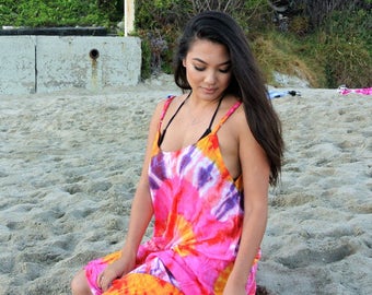 Plus Sized dress, Tie Dye ,Maxi Dress, Tie Dye Beach Cover Up, Oversized Tie Dye ,Plus Sized Dress - PIYOYO