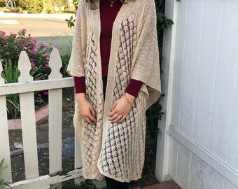 Boho Kimono Cardigan, Extra Long Knitted Kimono Cardigan, Plus Sized Cardigan, Bridesmaid Gift - PIYOYO