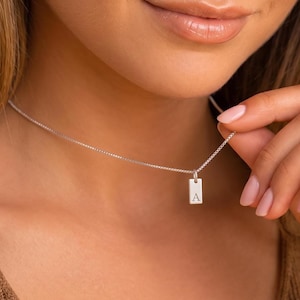 Initial Necklace, Custom Letter Bar Necklace, Personalized Initial Charm Pendant, Minimalist Necklace, Birthday Gift for Her, Grandma Gifts