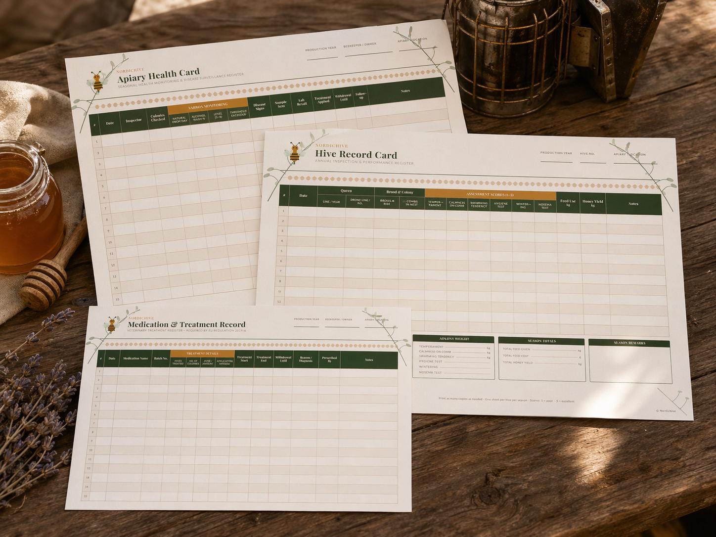 Beekeeping Forms Bundle | Hive Record, Health Card and Medication Log ...