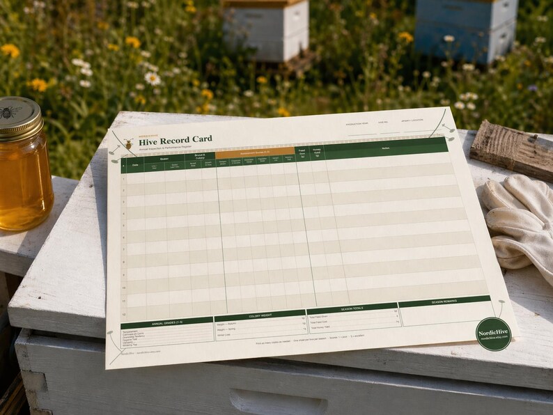 Hives Tracking Beekeeping Hive Record Card | Printable Colony Inspection Log | Annual ...