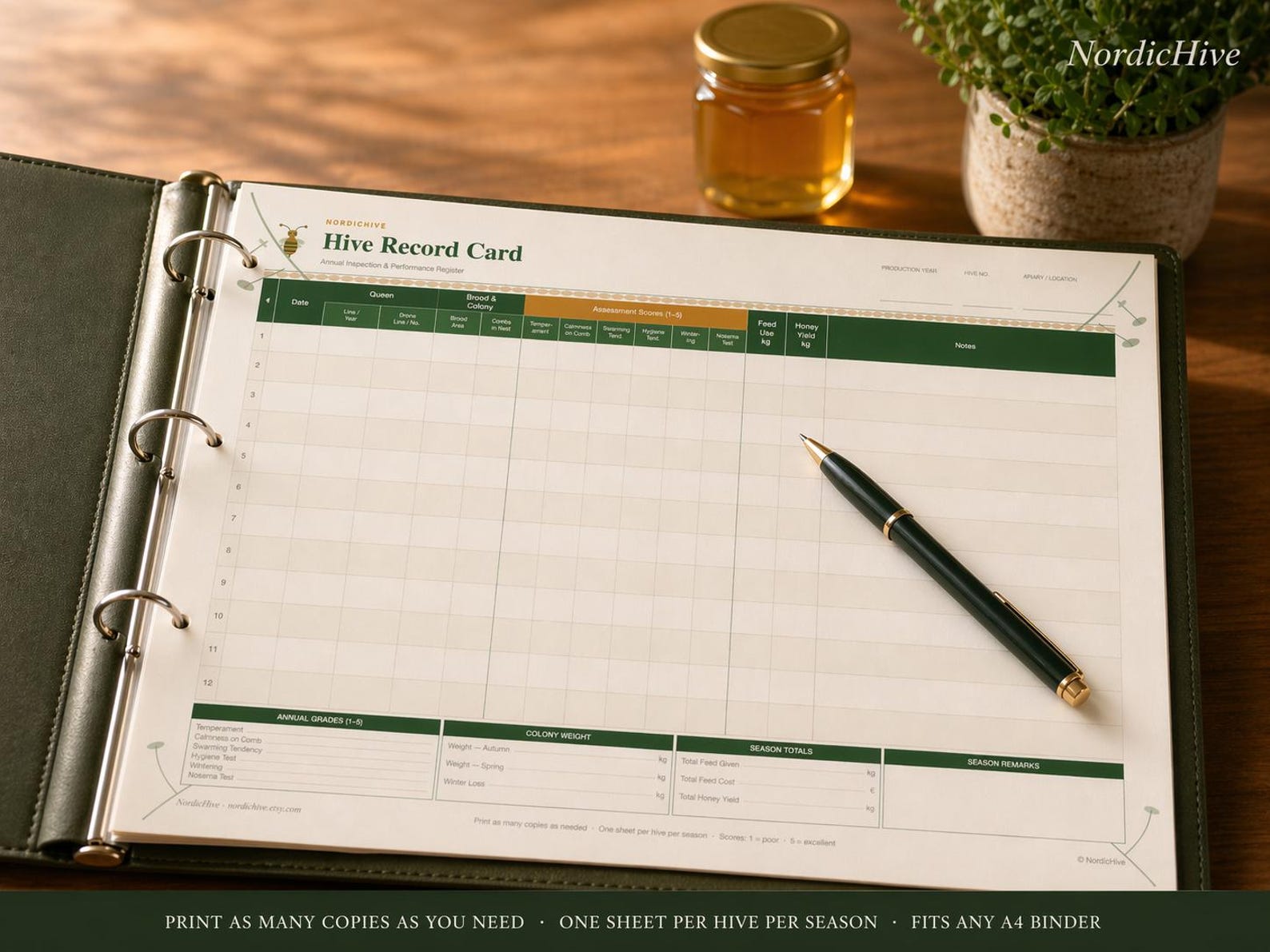 Beekeeping Hive Record Card | Printable Colony Inspection Log | Annual ...
