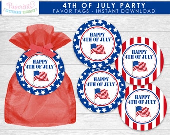 INSTANT download - Printable DIY 4th of July Theme Favor Tags Digital File