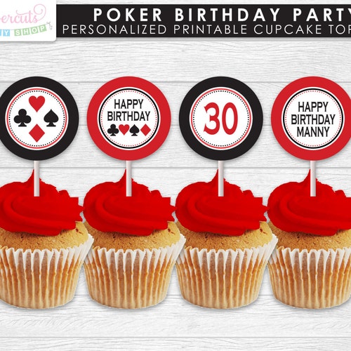 Casino Night Poker Cupcake Toppers Casino Cupcake Toppers Etsy