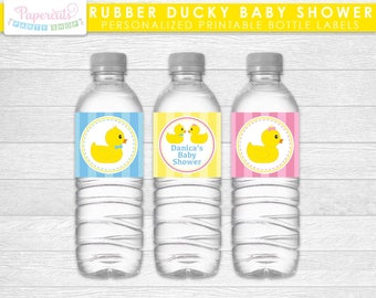 Rubber Ducky Theme Baby Shower Water Bottle Labels | Waddle It Be | Gender Reveal | Personalized | Printable DIY Digital File